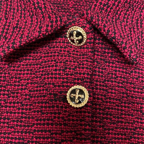 St John Collections by Marie Gray Crimson/Black/Metallic YarnTweed Blazer - Picture 8 of 14